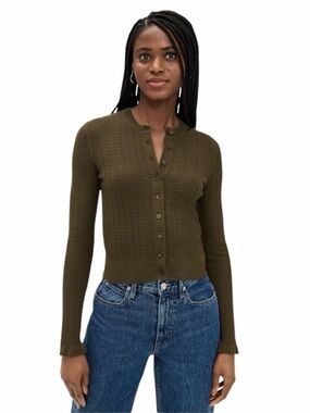 Madewell The Signature Open-Knit Cardigan Dark Olive Size XXS #2206